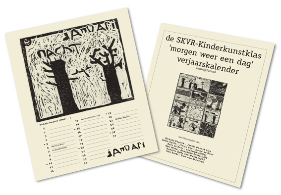 Arnold Schalks, 2002, Kinderkunstklaskalender, morgen weer een dag verjaarskalender, tomorrow's another day birthday calender, morgen ist auch ein Tag Geburtstagskalender, linosnede, linocut, Linolschnitt, SKVR-Kinderkunstklas,Richelle Bogisch, Janell Woen A Lien, Sonia Meriin, Jie-yu You, David de Boer, Rens de Boer, Lodewijk Meijer, Amy Wang, Annabelle Oosterwijk, Babette Smits van Waesberghe, Max Barbi, Bart van Staveren, Vrije Academie voor Beeldende Kunst, SKVR, Rotterdam