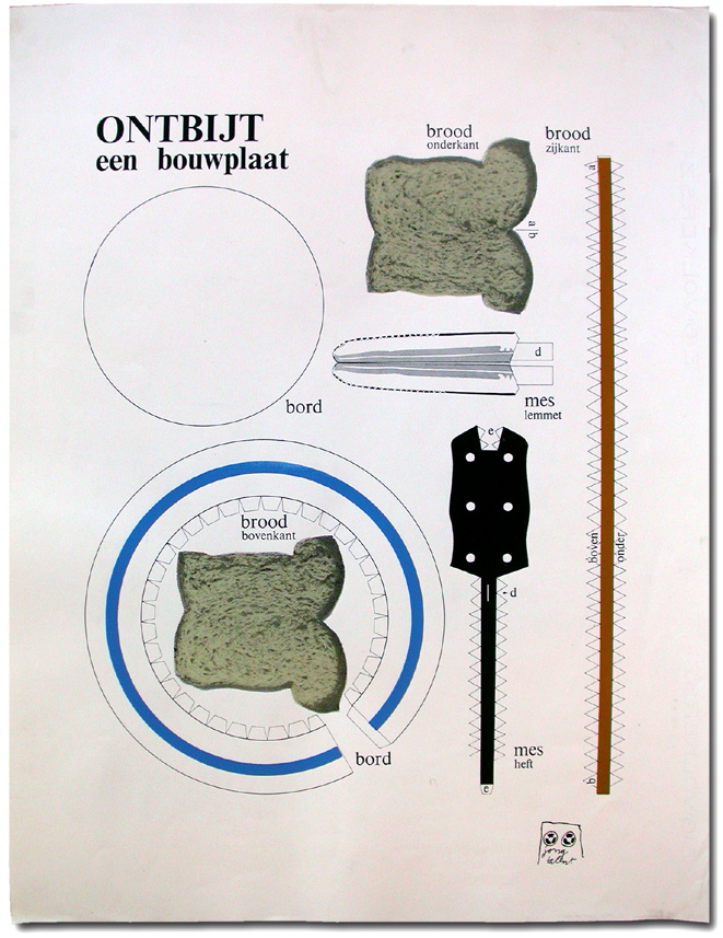 Arnold Schalks, 1981, tentoonstelling, Blaga, Paul Henning, Marcos Carrasquer, Hans Rothmeijer, cartoons, poster ontbijt, poster breakfast, Plakat Frühstück, Jong Talent, Montovani,  Galerie Black Cat, Mauritsweg Rotterdam